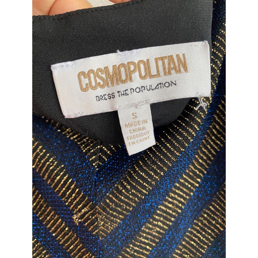 COSMOPOLITAN DRESS THE POPULATION Black Gold Small‎ Trista Dress LBD NYE - Picture 7 of 9
